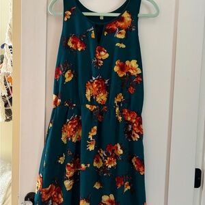 41 Hawthorn Teal Dress with Orange Floral Pattern
